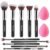 BEAKEY Makeup Brushes Set, Professional Foundation Eyeshadow Concealer Blush Powder Bronzer Applicator, 2 Blender Sponge with Beauty Paper Case stocking stuffers for women