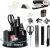 deli Office Supplies Set, 1045 Pcs-Desk Accessory Organizer Kit, Stapler Set, Rotating Multi-Functional Pen Holder, Tape Dispenser, Pens, Binder Clips, Sharpener, Scissor, Eraser, Black